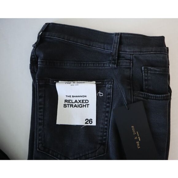 Rag & Bone Women Sz 26 Washed Black The Shannon Relaxed Straight Leg Jeans - Picture 9 of 13